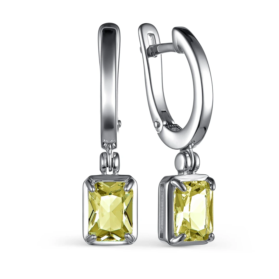 Серьги из серебра с кварцем
