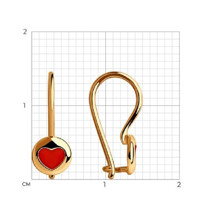 Серьги из красного золота 585 пробы с эмалью