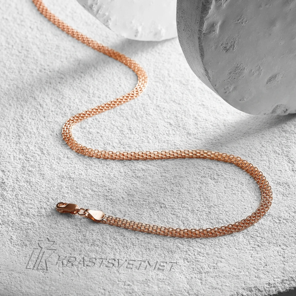 Цепь из красного золота 585, плетение «Бисмарк двойной»