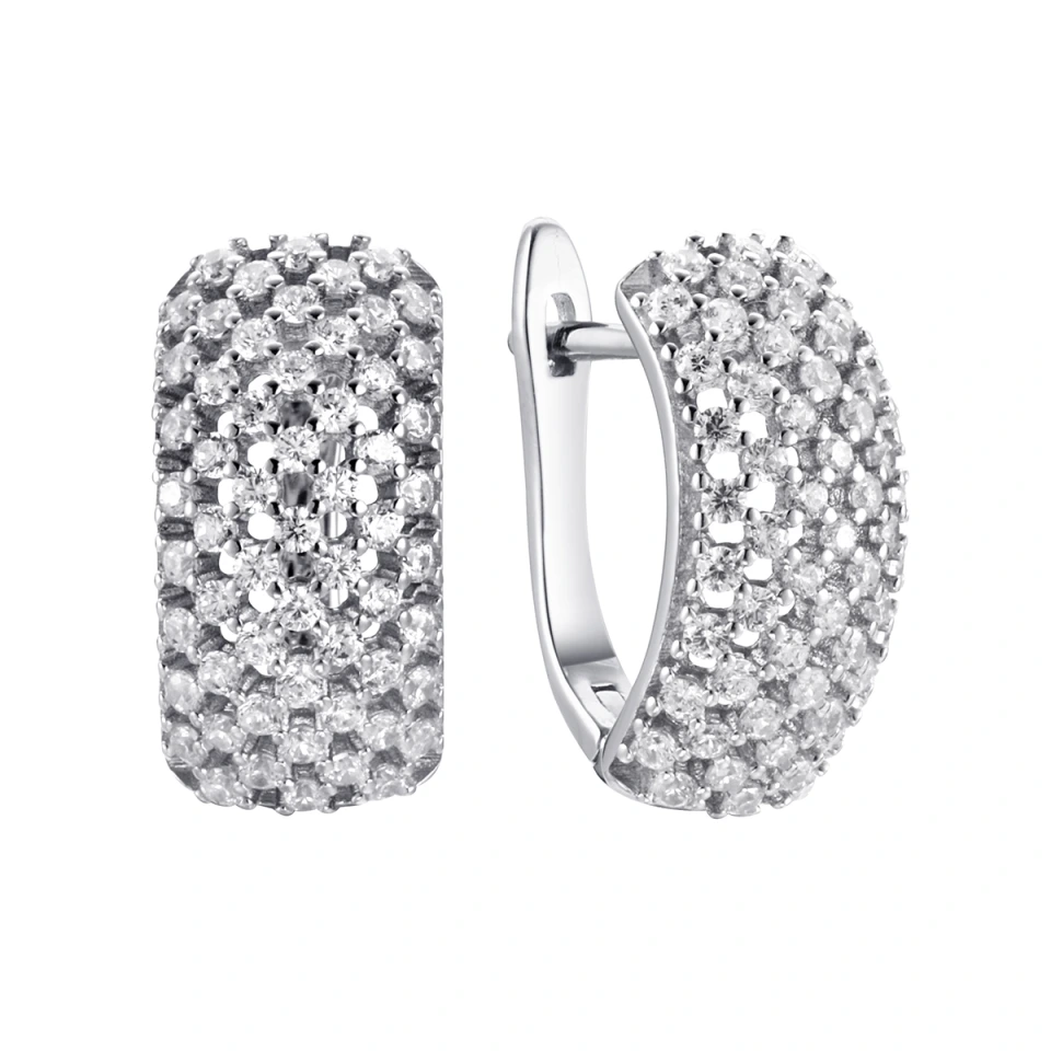Серьги из серебра с фианитами