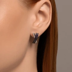Серьги из белого золота с сапфирами и бриллиантами