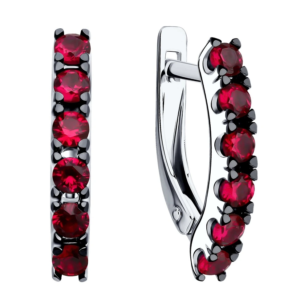Серьги из серебра с корундами