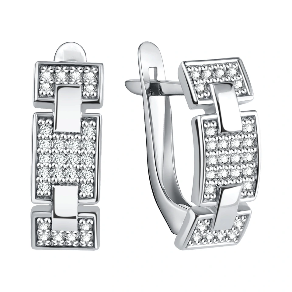 Серьги из серебра с фианитами