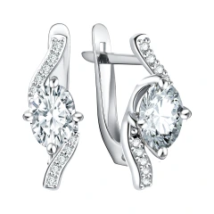 Серьги из серебра с фианитами