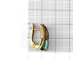 Серьги из золота с турмалином и фианитами