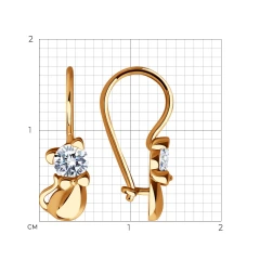 Серьги из красного золота 585 пробы с фианитами