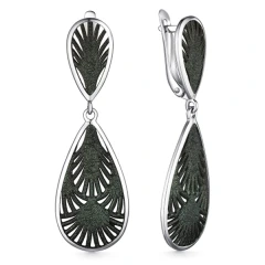 Серьги из серебра с черной эмалью