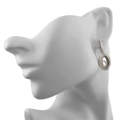 Серьги из серебра с цирконом и стеклом