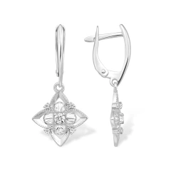 Серьги из серебра с фианитами