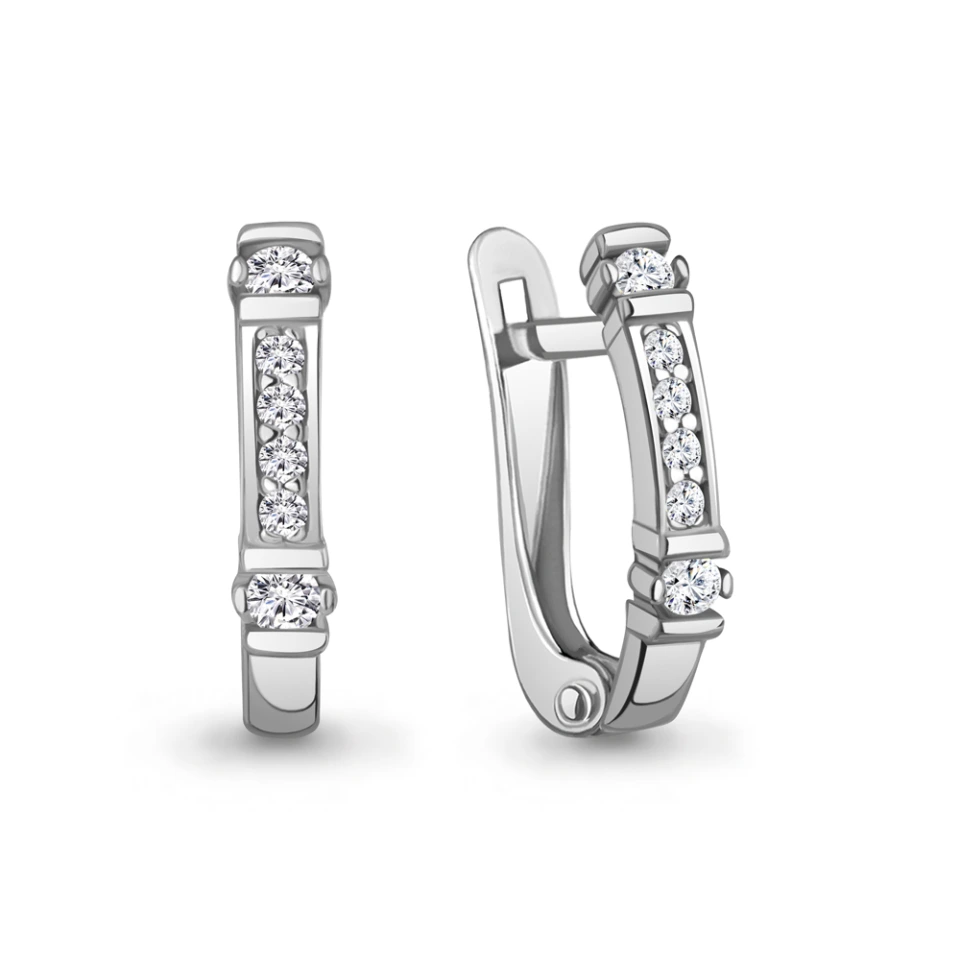 Серьги из серебра с фианитами