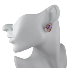 Серьги из золота с аметистом и фианитами