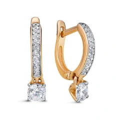Серьги из красного золота 585 пробы с фианитами