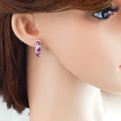 Серьги из серебра с корундом и цирконием