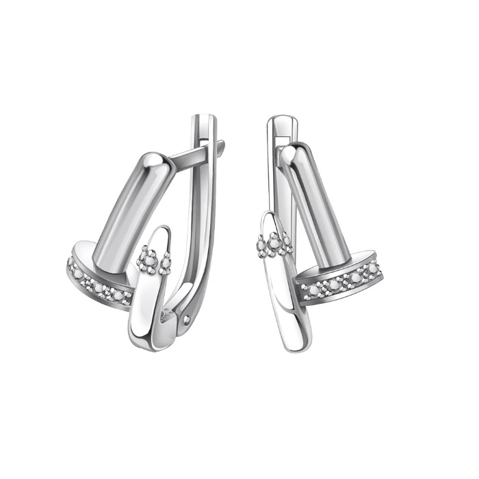 Серьги из серебра с фианитами