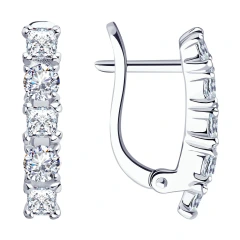 Серьги из серебра с фианитами