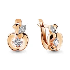 Серьги из красного золота 585 пробы с фианитами