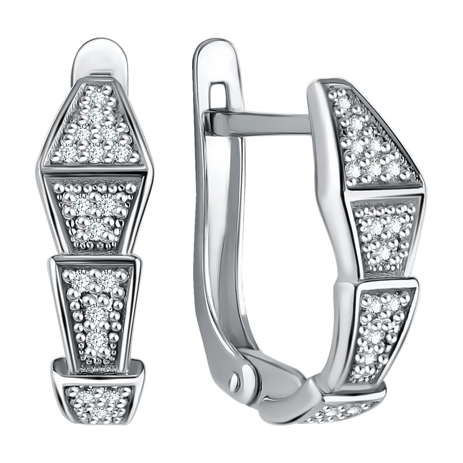 Серьги из серебра с фианитами