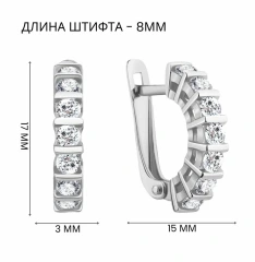 Серьги из серебра с фианитами