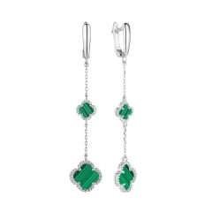 Серьги из серебра с искусственным малахитом