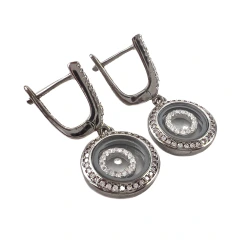 Серьги из серебра с цирконом и стеклом