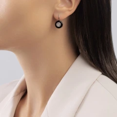 Серьги из красного золота с агатами и фианитами