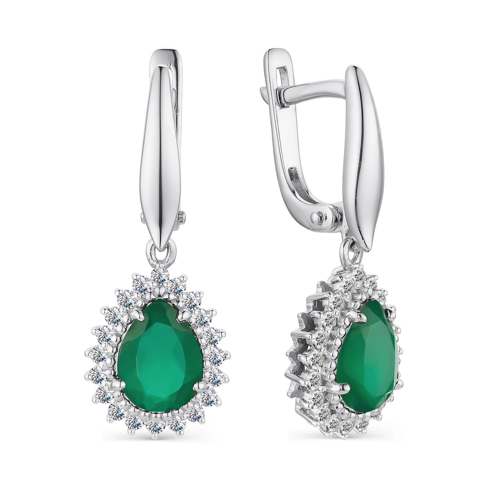 Серьги из серебра с агатами и фианитами