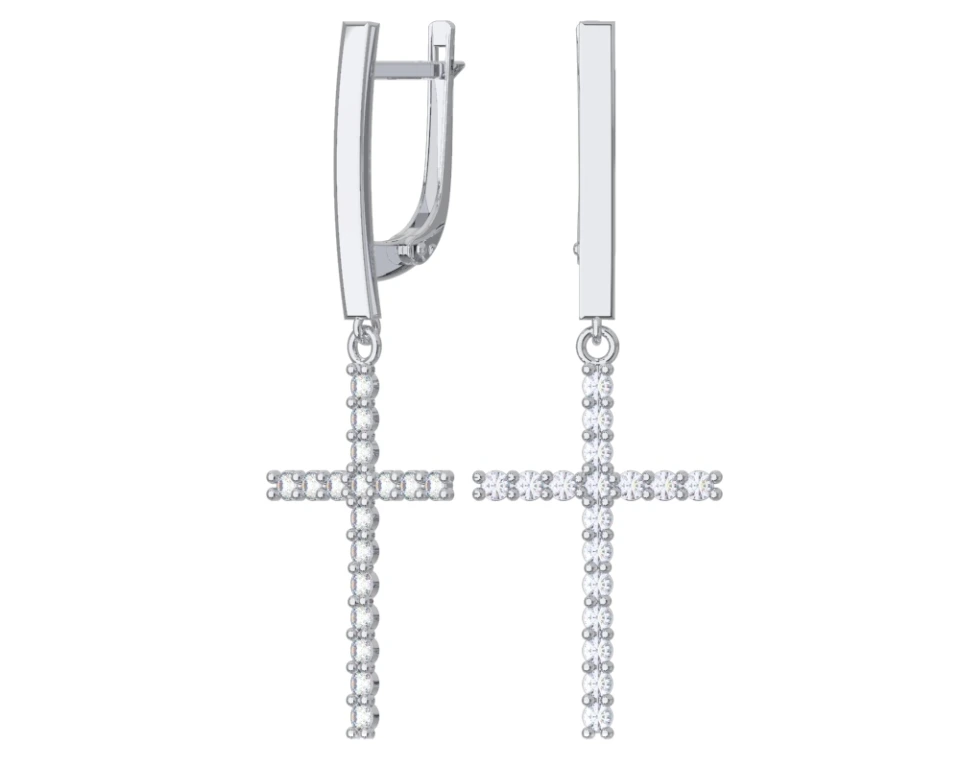 Серьги из серебра с фианитами