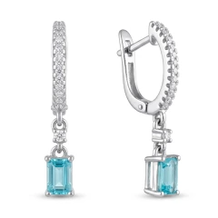 Серьги из серебра с апатитом и фианитами
