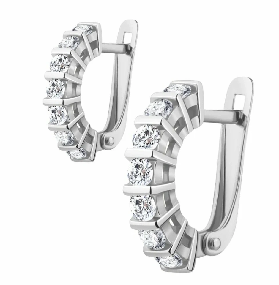 Серьги из серебра с фианитами