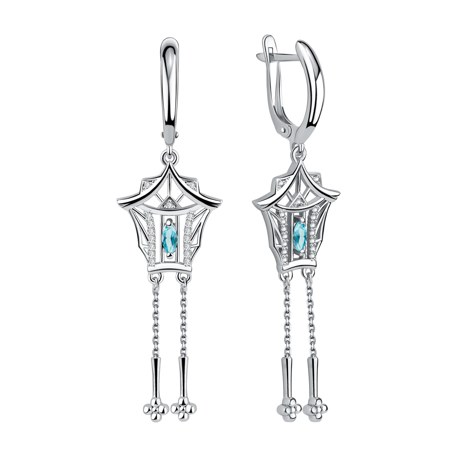 Серьги из серебра с фианитами