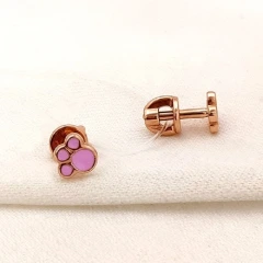 Серьги «Лапки» из красного золота 585 пробы с эмалью