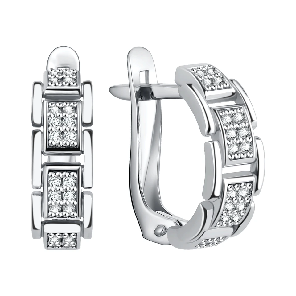 Серьги из серебра с фианитами