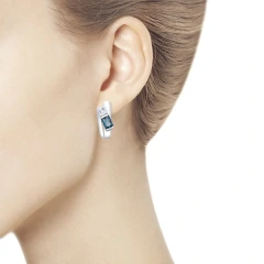 Серьги из белого золота с топазами и фианитами