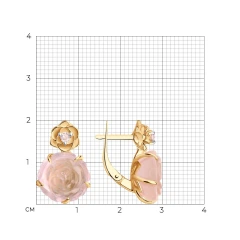 Серьги из красного золота с кварцем