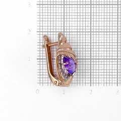 Серьги из золота с аметистом и фианитами