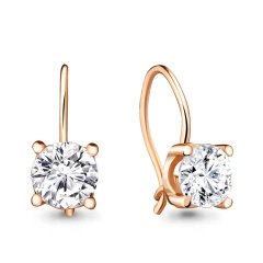 Серьги из красного золота с фианитами