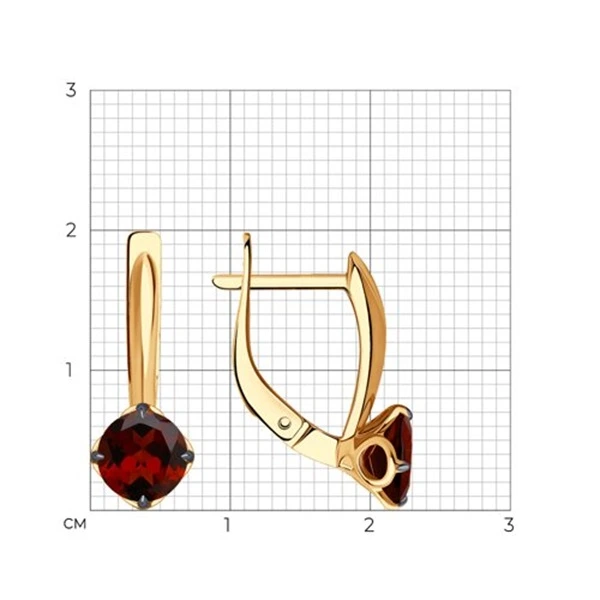 Серьги из красного золота с гранатами