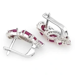 Серьги из серебра с корундом и цирконием