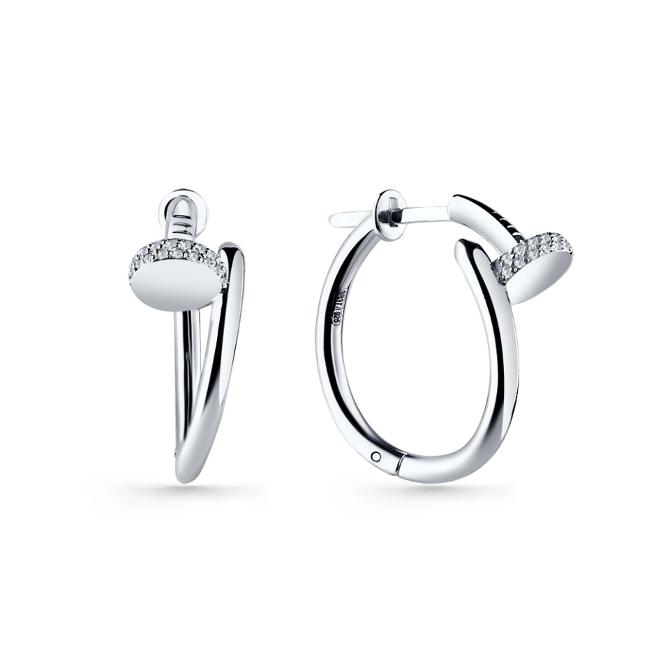 Серьги из серебра с фианитами