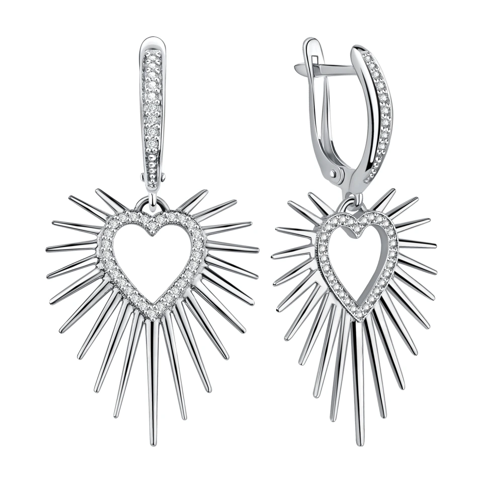 Серьги из серебра с фианитами
