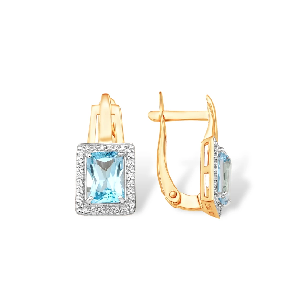 Серьги из красного золота с топазами и фианитами