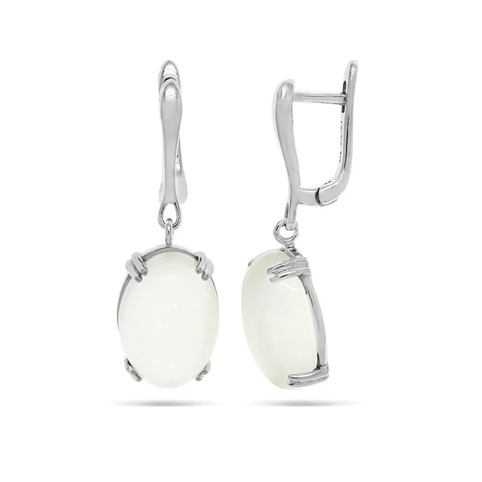 Серьги из серебра с лунным камнем