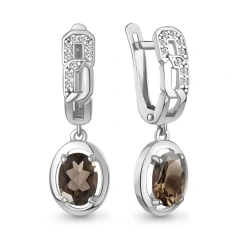 Серьги из серебра с кварцем и фианитами