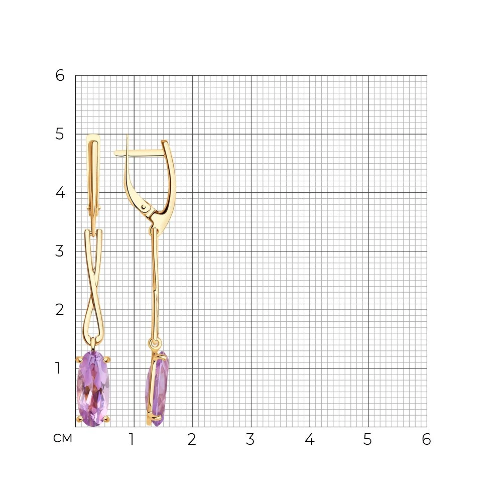 Серьги из красного золота с аметистами
