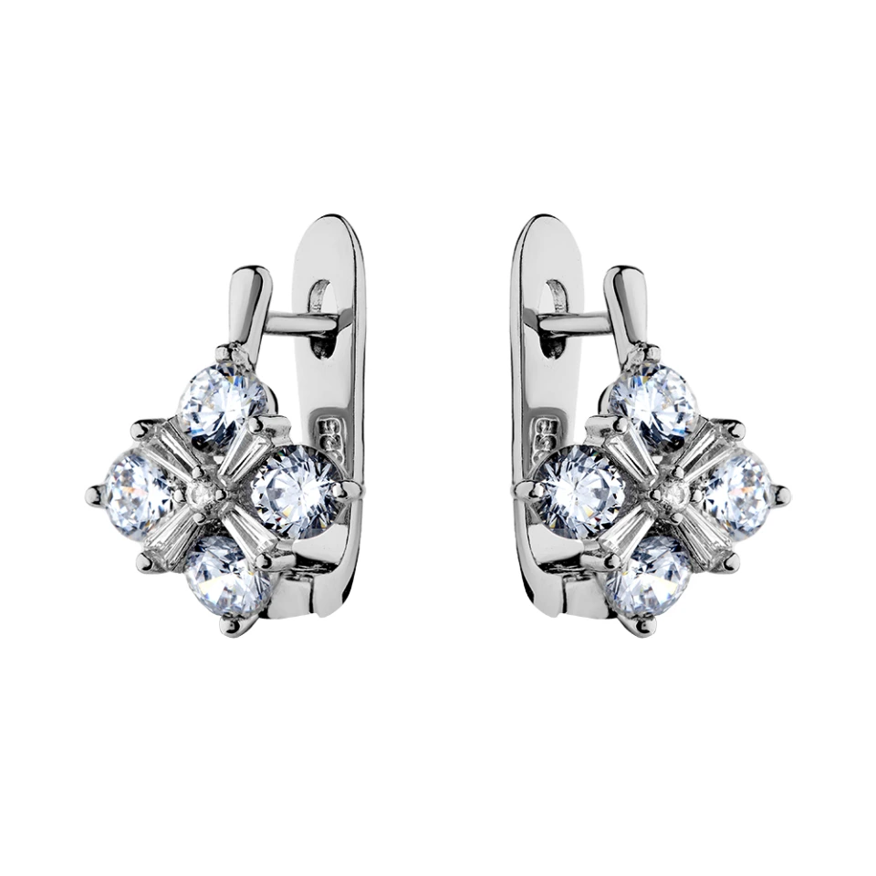 Серьги из серебра с фианитами