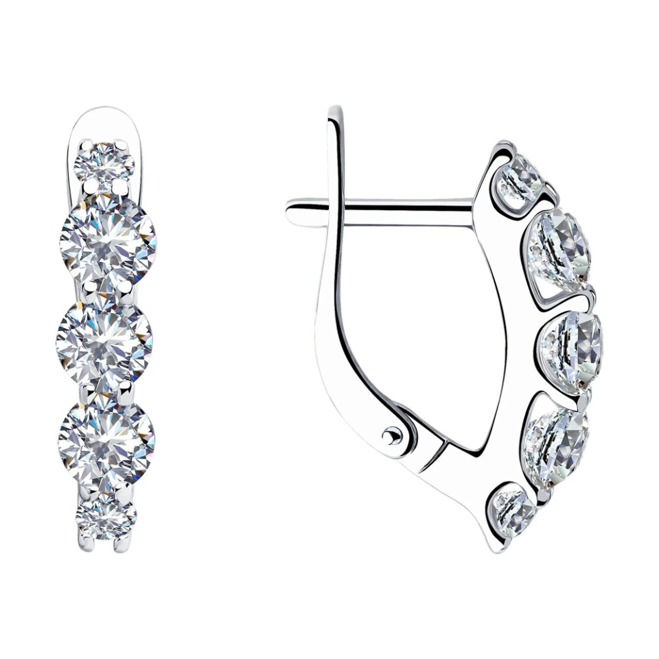 Серьги из серебра с фианитами