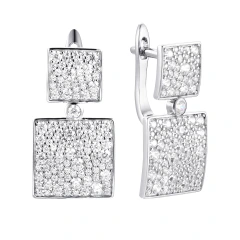 Серьги из серебра с фианитами