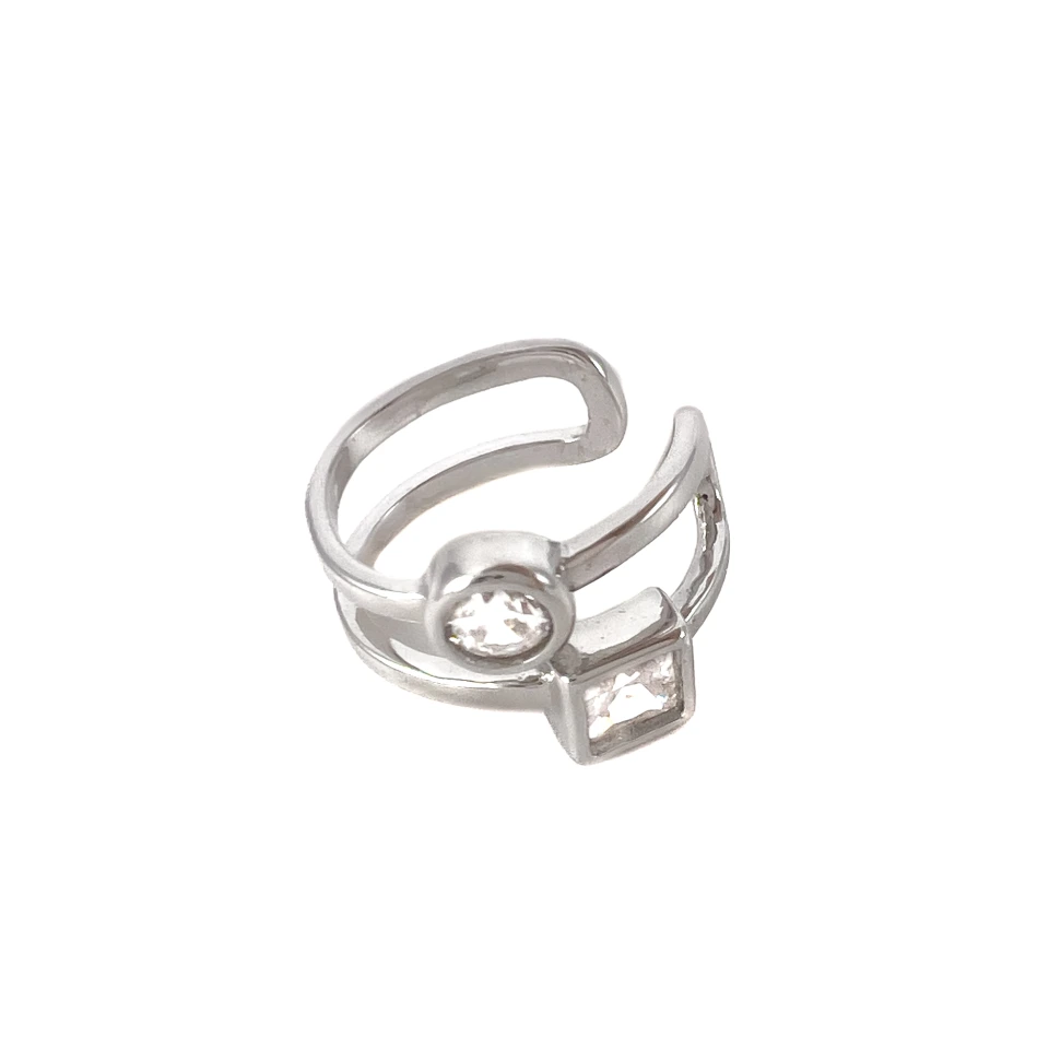 Серьга кафф из серебра с цирконом