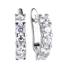 Серьги из серебра с фианитами