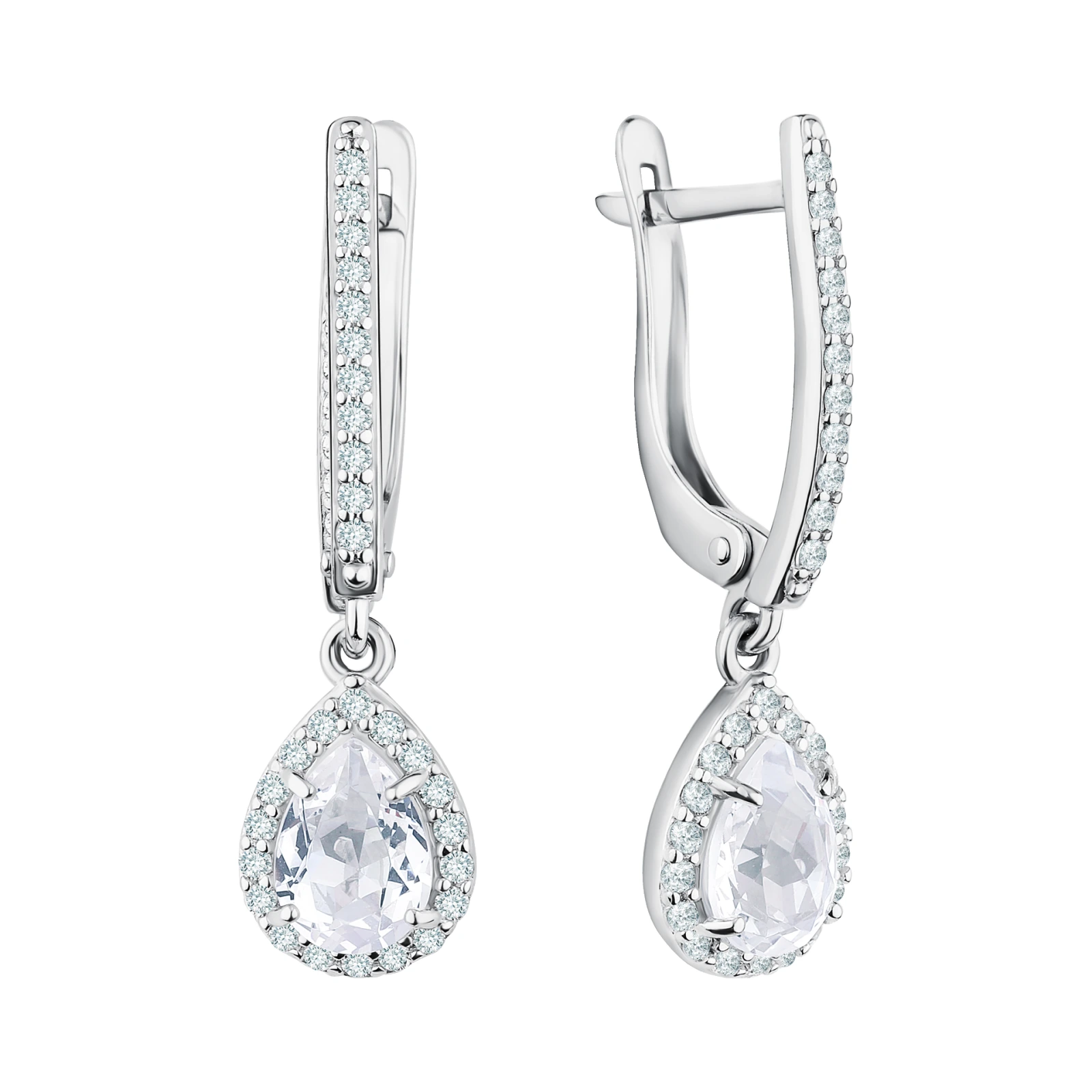 Серьги из серебра с фианитами